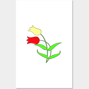 Red and yellow tulips Posters and Art